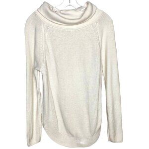 Loft Womens Cream 100% Cotton Long Raglan Sleeve Sweater Size M Academia Neutral